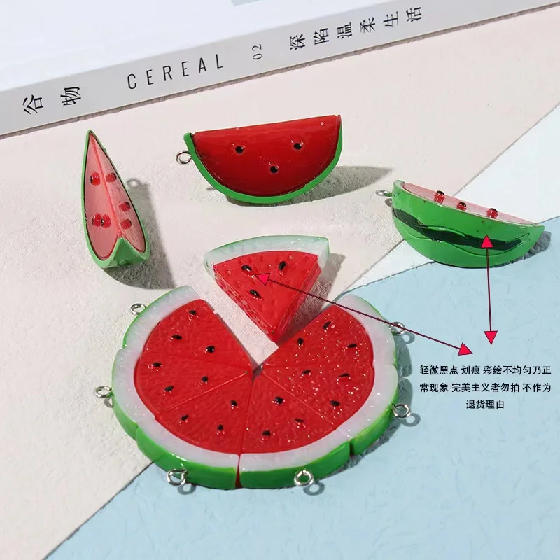 10pcs Cartoon 3D Simulation Watermelon Cute Charms For Pendant DIY Earrings Necklace Jewelry Accessories Finding