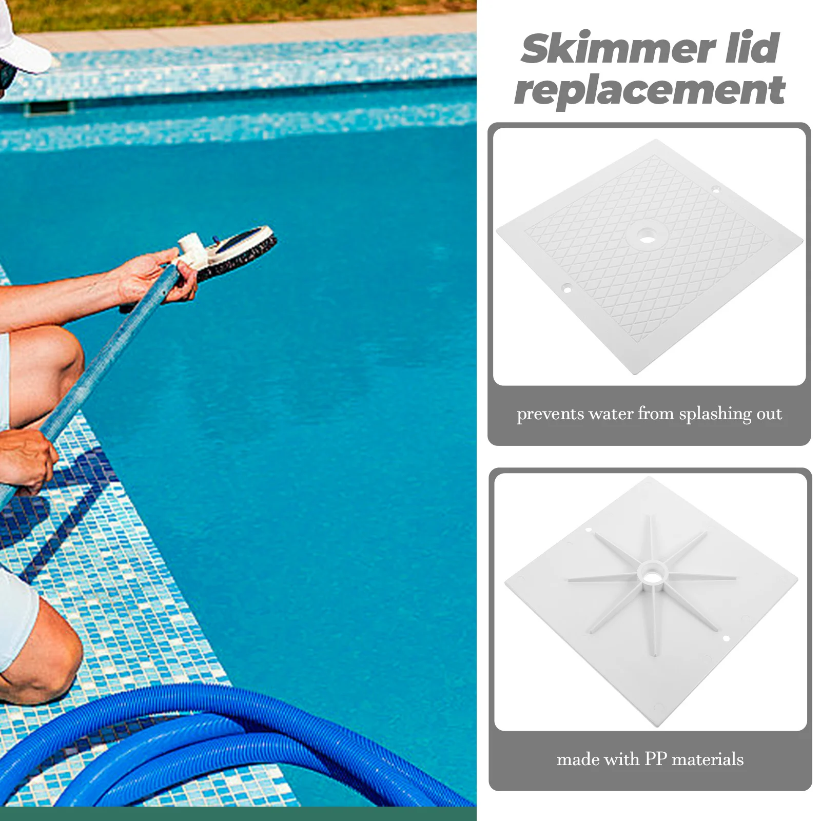 

Pool Skimmer Cover Replacement Part Durable Long-Lasting Prevents Debris Splashing Wide Compatibility Easy Installation
