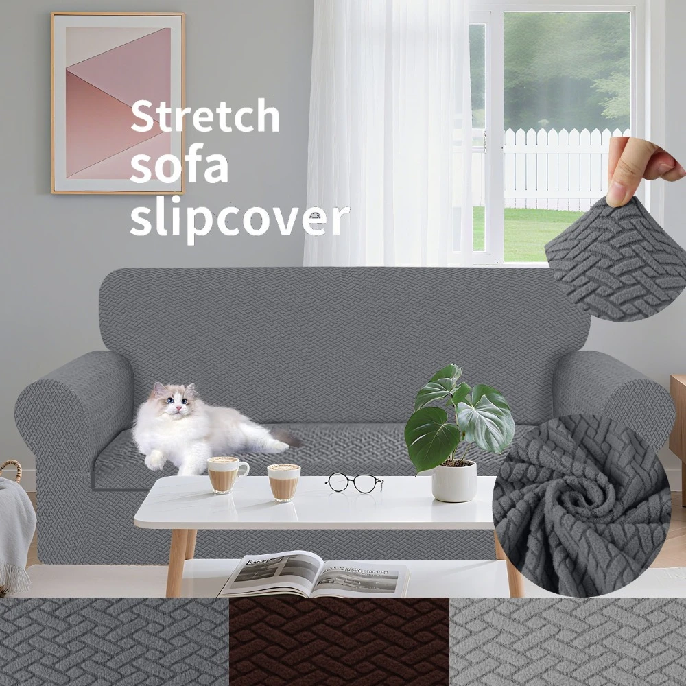 High Stretch Sofa Cover Jacquard Spandex NonSlip Slipcover Cusion Seat Covers Living Room Soft Furniture Protector for Pets/Kids