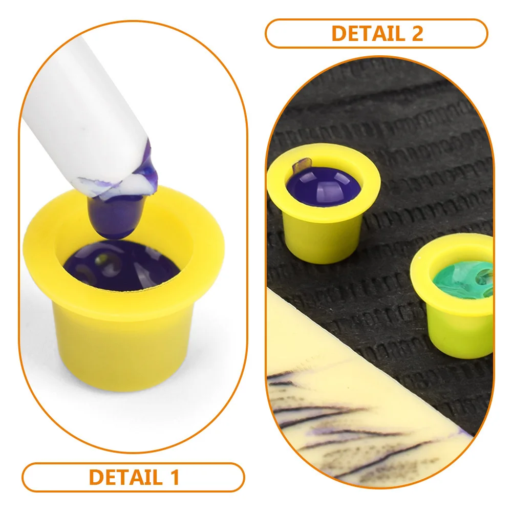 

100 шт., желтые чашки с пигментными чернилами, утолщенные маленькие одноразовые держатели для чернил для татуировки, контейнеры для хранения татуировок для микроблейдинга
