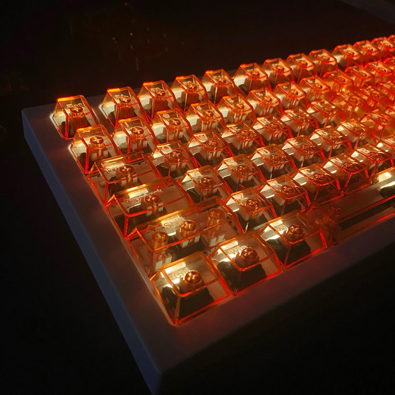 

Orange Transparent Keycap Cherry Profile Full Transparent Ice Cube Keycaps For Gaming Mechanical Keyboard PC Custom Key Cap