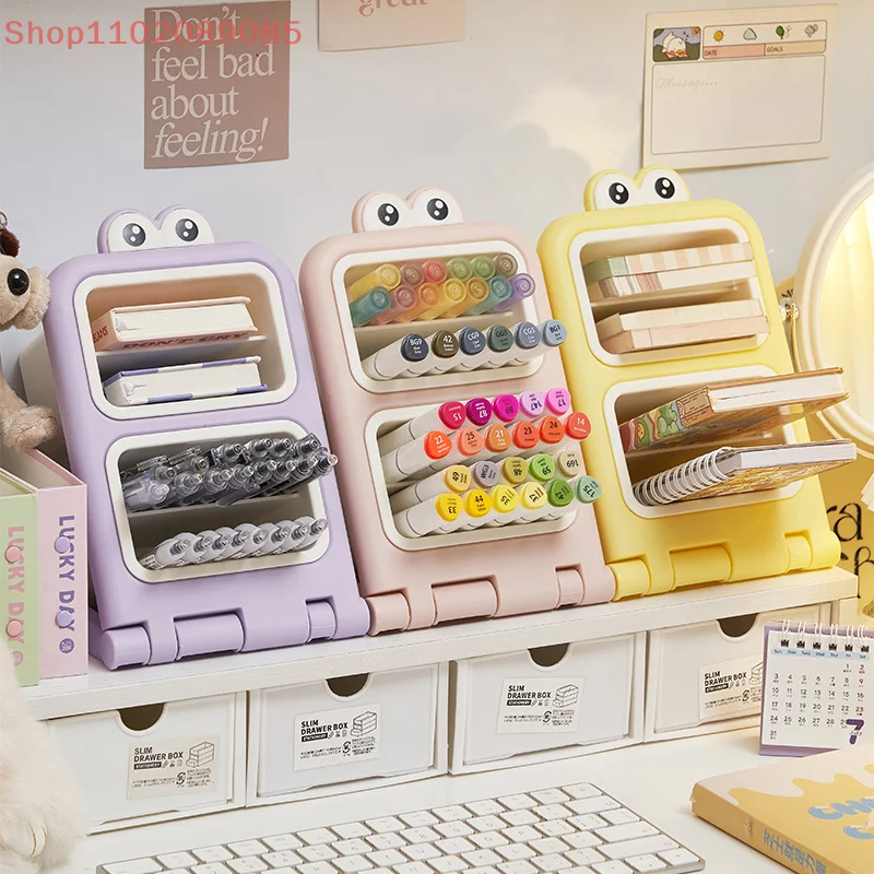 

Slanted Insert Pen Holder Stationery Rack Makeup Storage Case Desk Supplies Organizer For College Dorm Office School