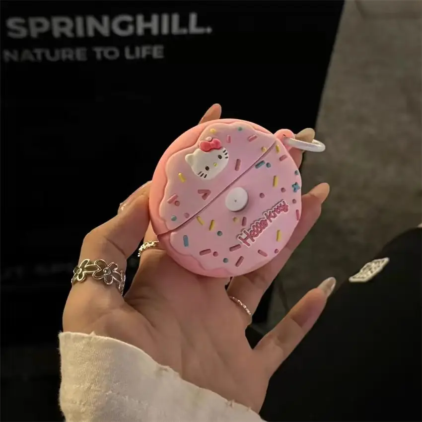 Capa de silicone macia para Airpods 4, Donut Cool Funny 3D Food Shaped, Caso à prova de choque com chaveiro, Novo, 2022