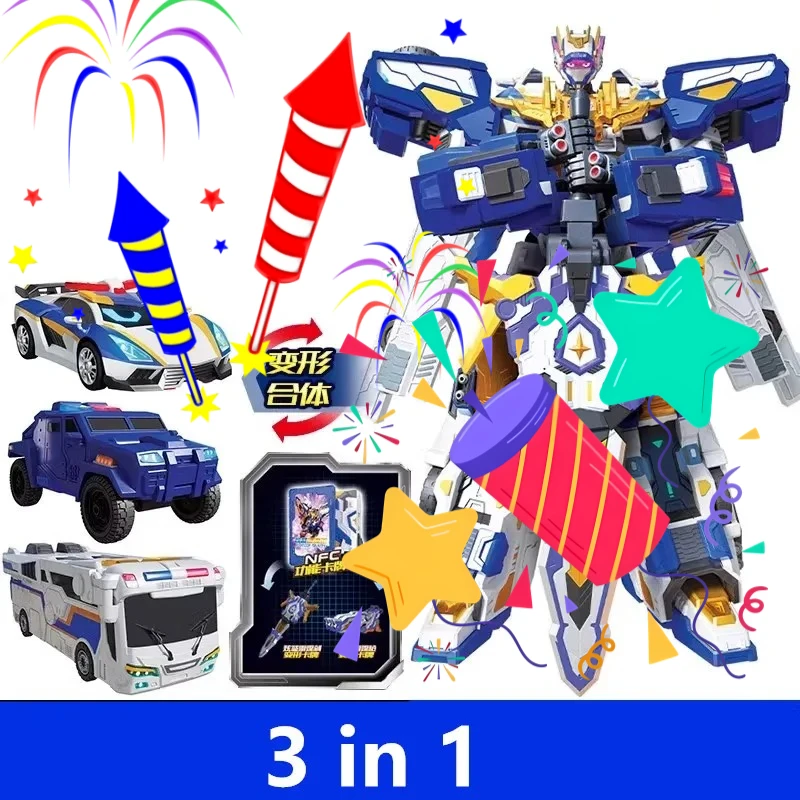 

Metal Cardbot S BLUE COP TRINITY Drilling Vehicle Transform Combined Robot Action Figures Animation Model Toy Gift