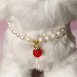 New Pet Collar Pearl Pendant Necklace Cat Jewelry Cute Collar Puppy Accessories Dog Chain Chihuahua Wedding Jewelry Stuff