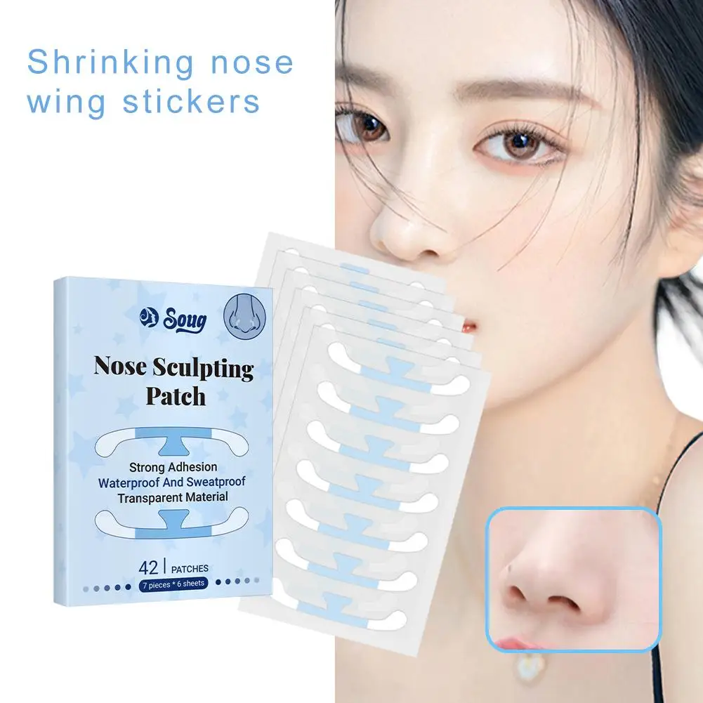 42 Stück unsichtbare Nasenpflaster für Cosplay, Nasenlifting, Schönheitsstreifen, Nasenflügel-Aufkleber, Nasenformer, Make-up – Detail 13