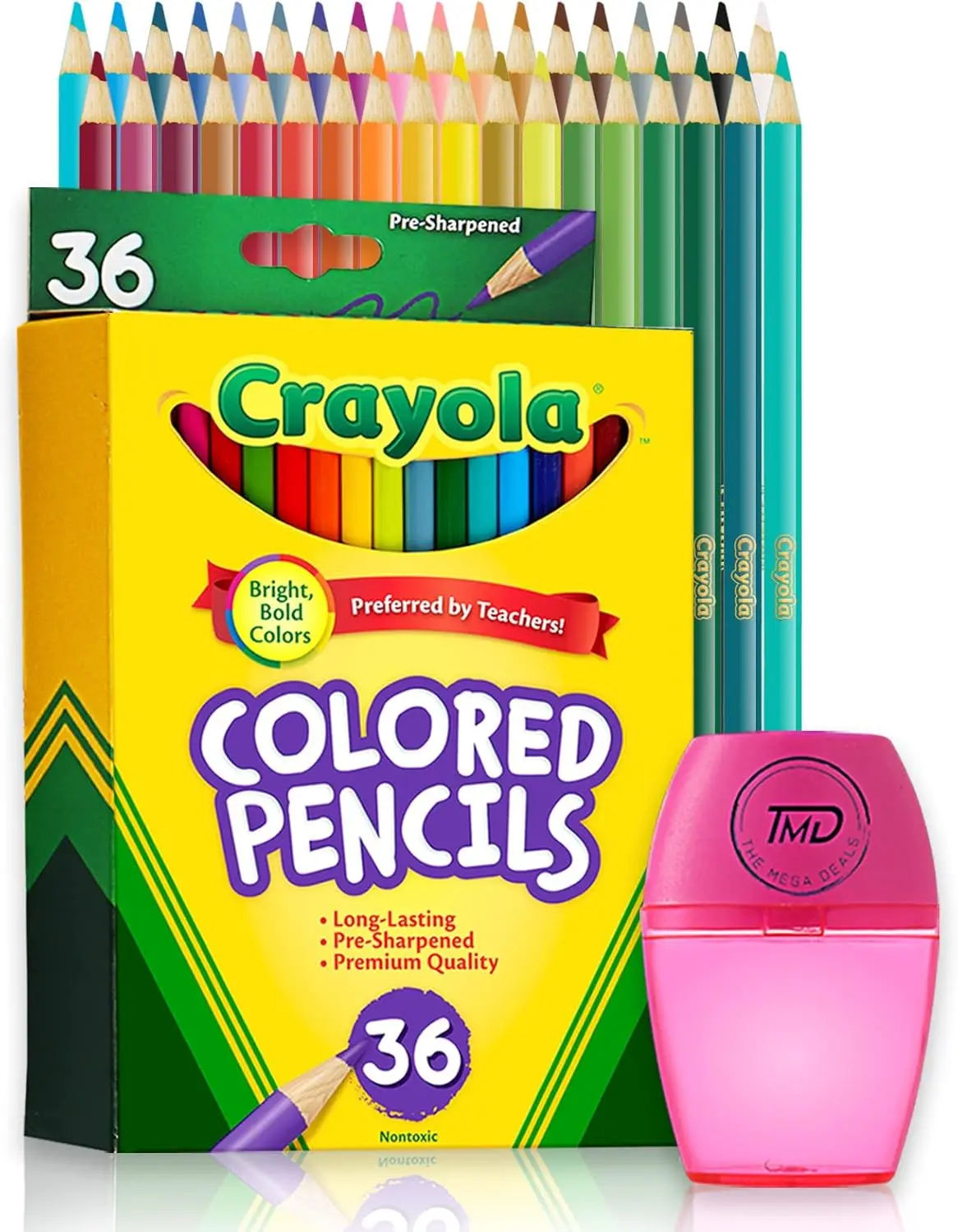 

36 Assorted Colored Pencils with Sharpener for Adult Coloring, Home, School and Office Use - Gift Pack