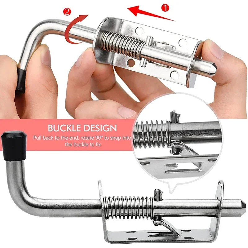 Weiyi 2pcs Garage Door Lock Spring Stainless Steel Spring Bolts es Security Barrel Bolt Cabinet Hinges Hardware