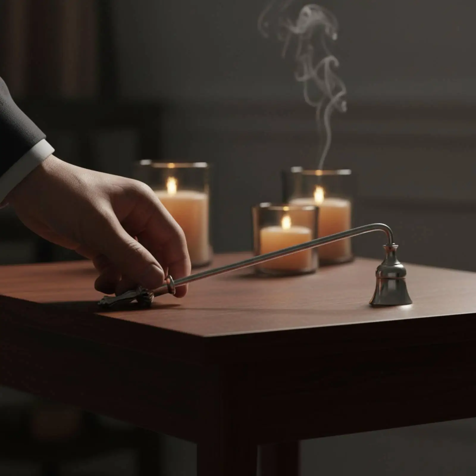 Aluminum Candle Snuffer Long Handle Wick Smotherer Smoke Reducer for Flameless Candle and Metal Candle Holder