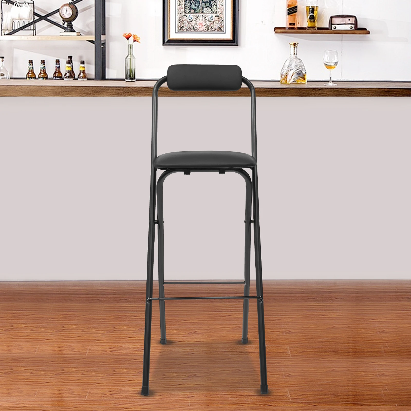  Folding Bar Chair Tall Folding Chair Bar Stool Space-Saving Coffee Dining Chairs for Home & Commercial Use ﻿