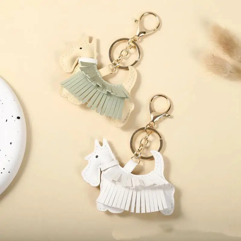 Trendiger Schnauzer-Taschenanhänger aus PU-Leder mit Fransen, einzigartiges Auto-/Taschen-Accessoire, niedliches Ornament für Hundeliebhaber – Detail 4