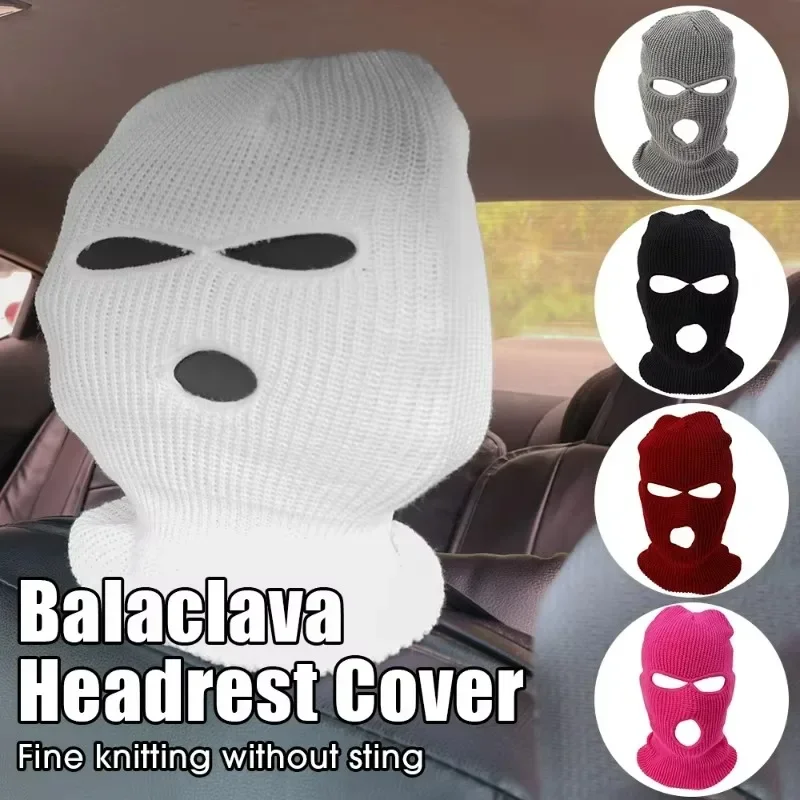 Universal Car Seat Headrest Cover Balaclava 3Hole Full Cover Halloween Christmas Funny Car Decoration for Tesla BMW Benz Nissan