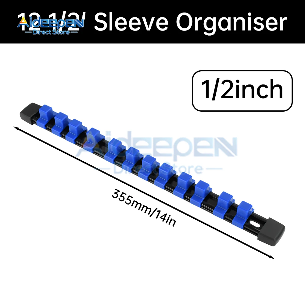 Heavy Duty Socket Holder Rail 1/4" 3/8" 1/2" Drive Removable End Caps Vertical Horizontal Wall Mount Universal Socket Organizer