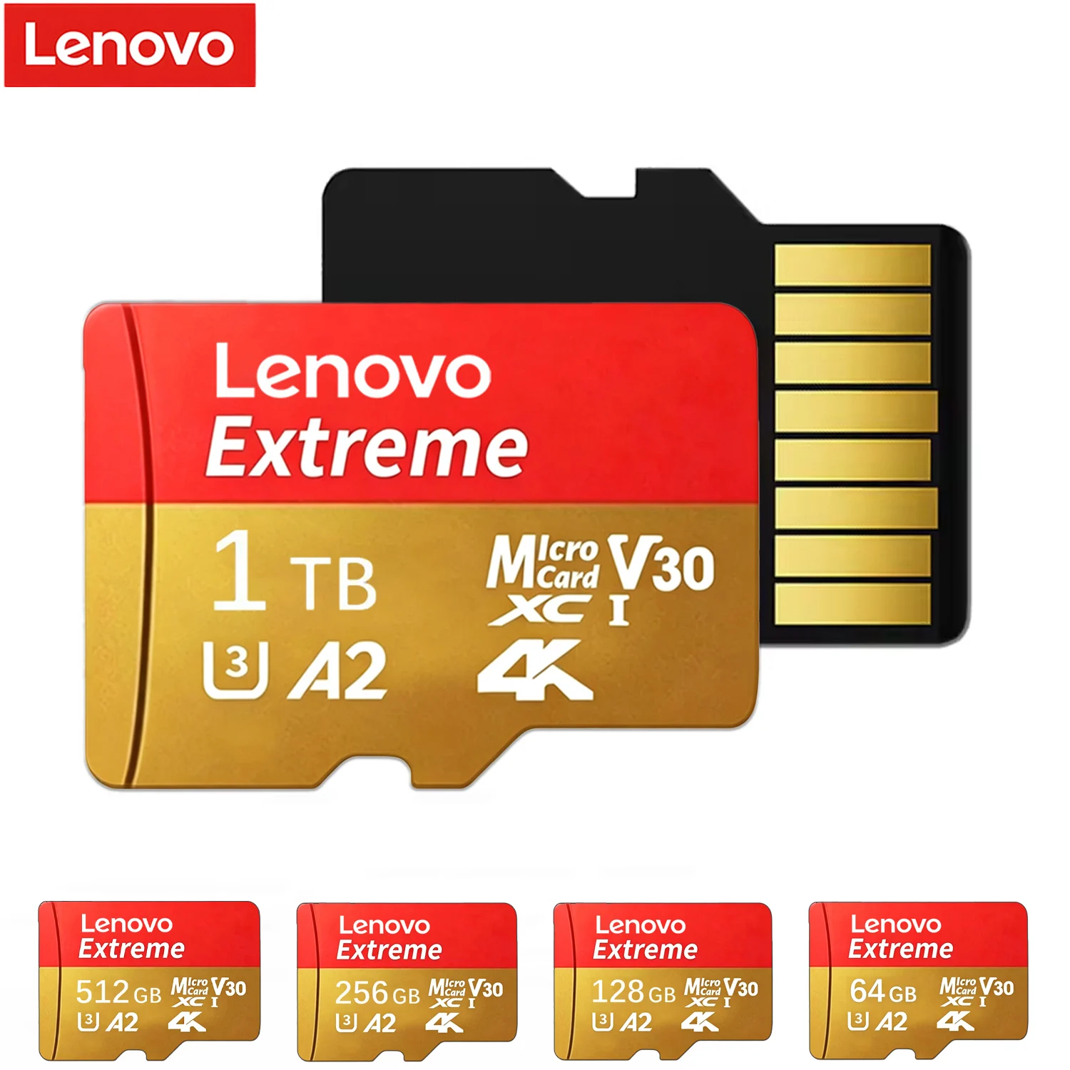 Lenovo 1TB Micro TF SD Card Class10 High Speed Cartao De Memoria 128GB U3 V30 TF Flash Cards For Xiaomi Phone Camera PC