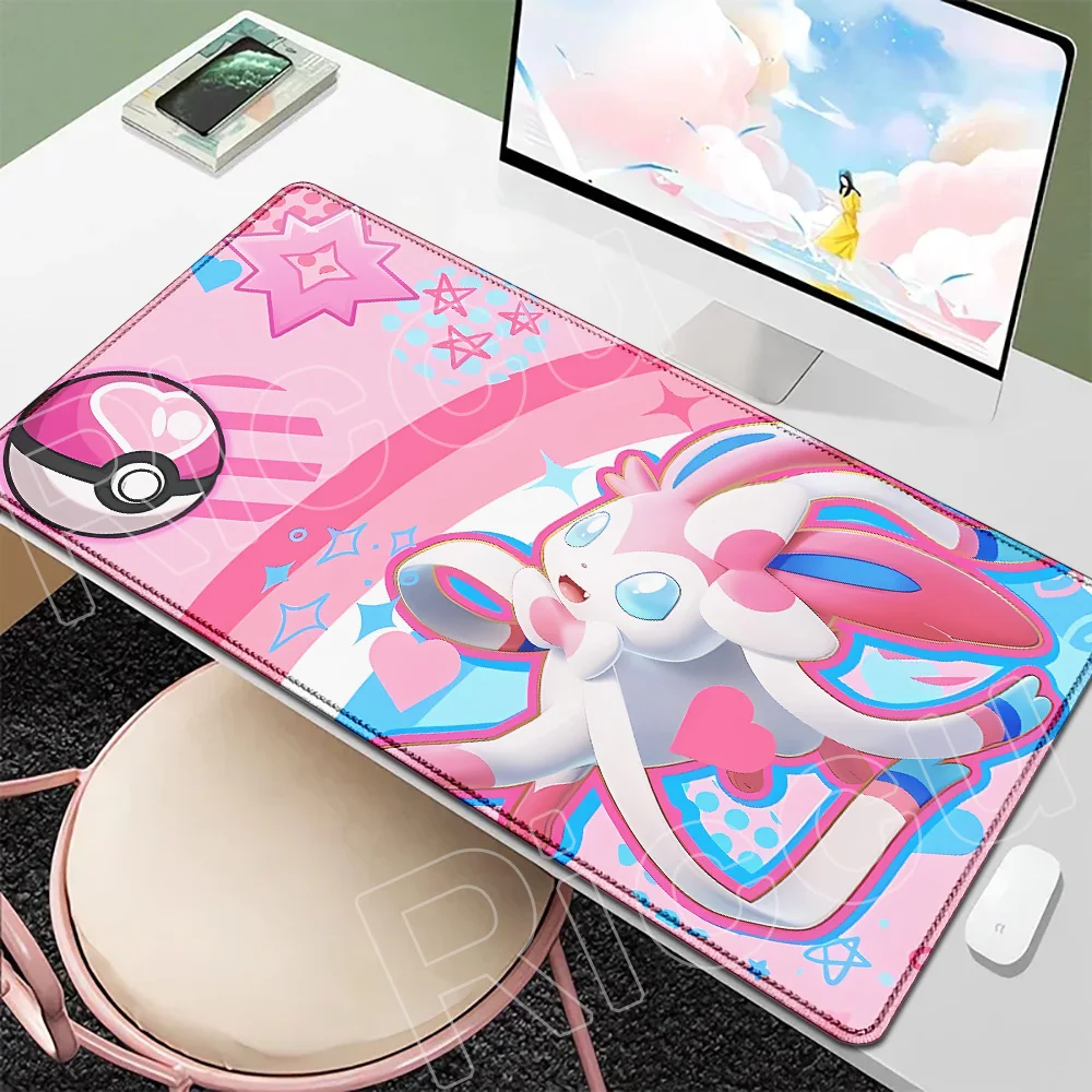 P-Pokemons Sylveon Eevee Mousepad Mouse Pad Large Gamer XXL Pc Keyboard Desk Mouse Mat Carpet Rubber Tapis Souris Gaming Notbook