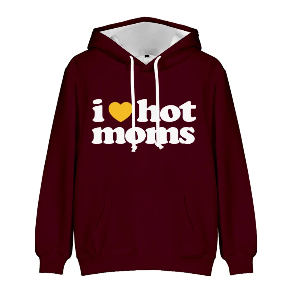 Danny Duncan I Heart Moms Maroon Hoodie 3D Trendy Print Hip Hop Hoody Casual All-match Harajuku Unisex Hoodie tops