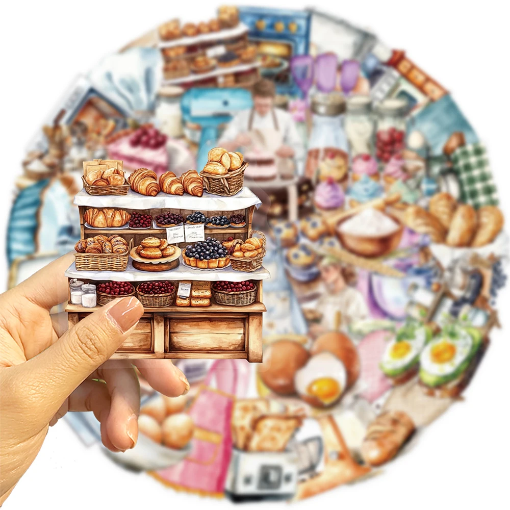 10/30/50pcs Transparent Baking Theme Cartoon Stickers Make Cake Bread Graffiti Decals Fridge Water Bottle Phone Sticker Packing