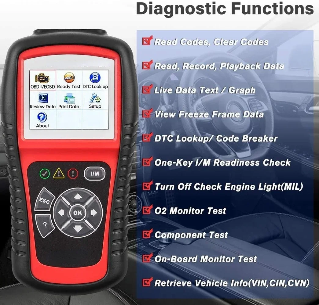 OBD2 Scanner Enhanced Mode 6 Car Diagnostic Tool Check Engine Code Reader CAN Scan Tool, Upgraded Ver. Of AL319