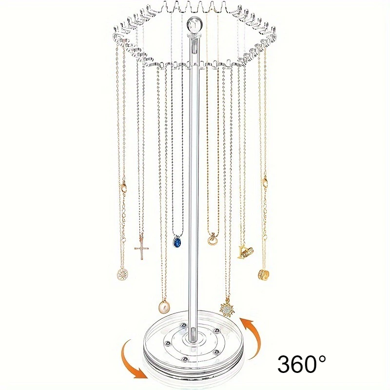 

Вращающаяся подставка для ожерелья, большая емкость, держатель для хранения ожерелья, прозрачные акриловые серьги, полка для дисплея, органайзер, витрина