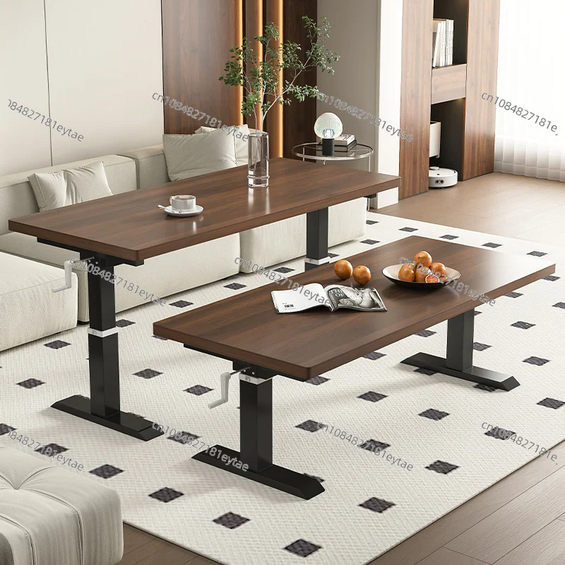 Solid Wood Height Adjustable Coffee Tea Table for Living Room Office