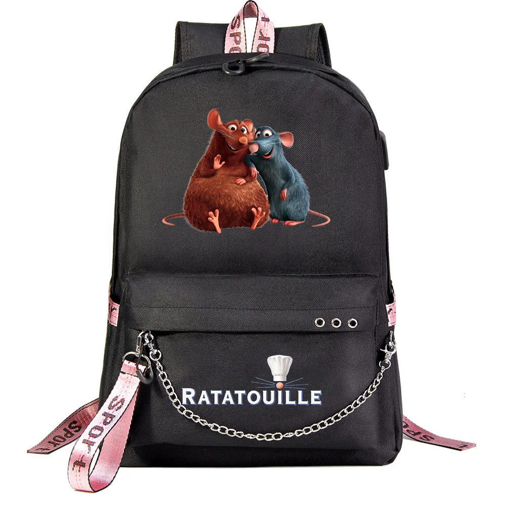 

MINISO Ratatouille Students School Bag Women Men Causal Travel Laptop Backpack with Charging USB Teenager Backpacks
