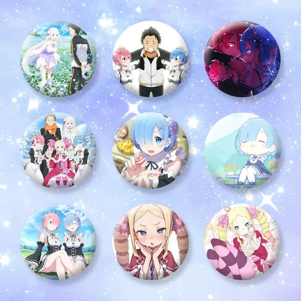 

Re Zero Rem Emilia Beatrice Brooches Cartoon Badge Pins Backpack Hat Accessories Friend Gift