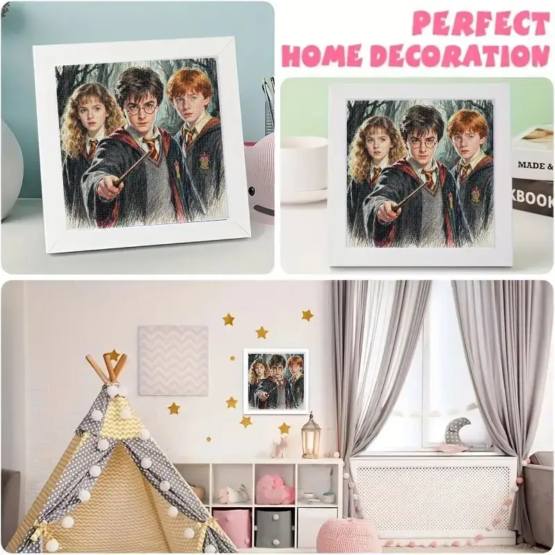 1 قطعة هاري بوتر هيرميون رون 5D DIY الماس طقم الطلاء ، الحفر الكامل معالج الفيلم السحري الفن ، تألق حجر الراين التطريز Ho