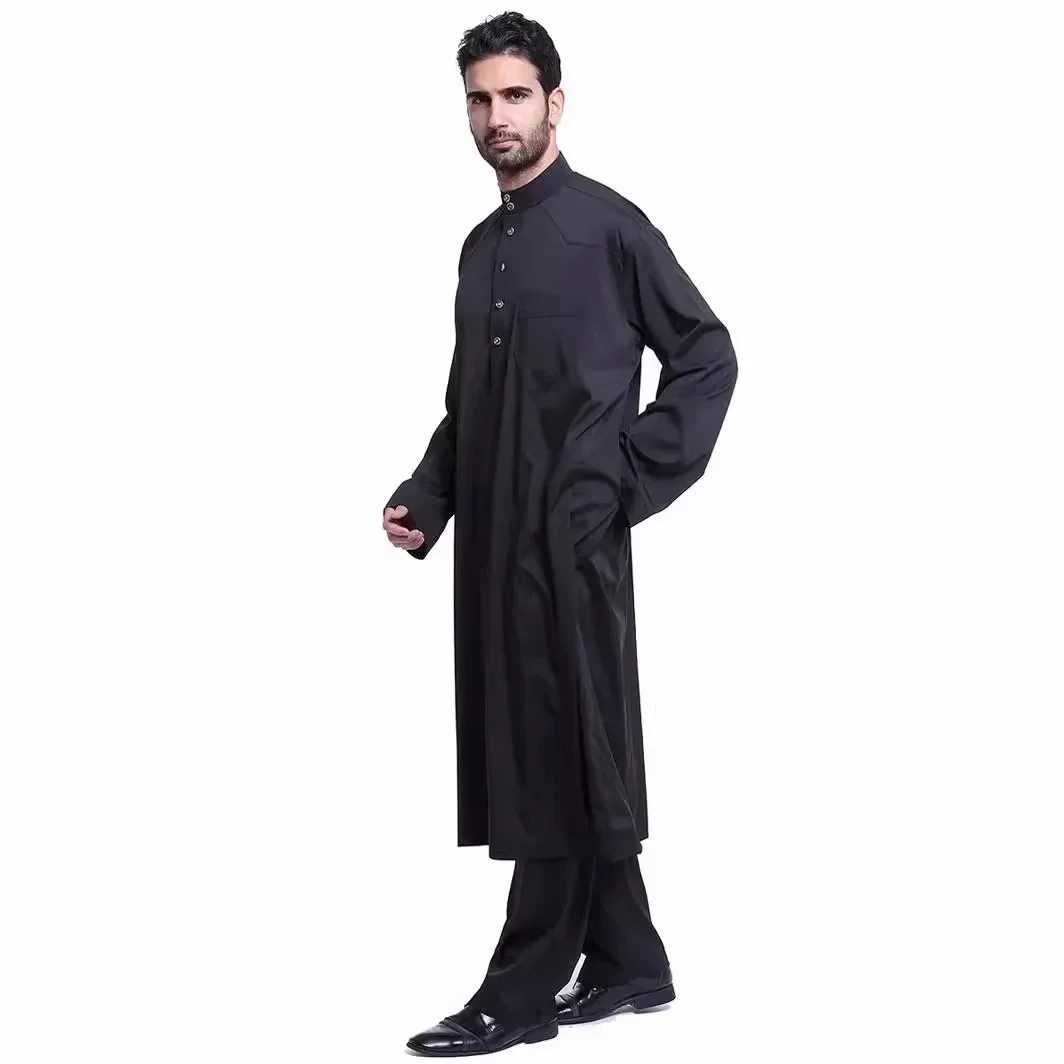 Abaya-Conjunto de túnicas musulmanas de Color sólido para hombre, túnicas musulmanas de Dubái, Pakistán, Oriente Medio, Arabia Saudita, S-3XL