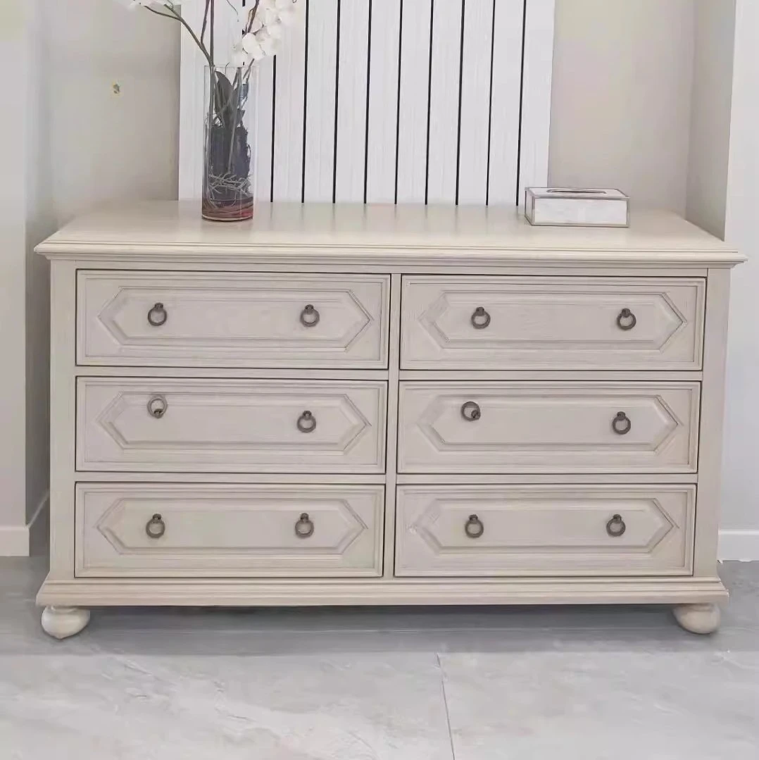 Meuble TV moderne et simple en bois massif d'amérique du nord, meuble TV en chêne à six coffres, vente directe d'usine, meuble de rangement pour salle à manger