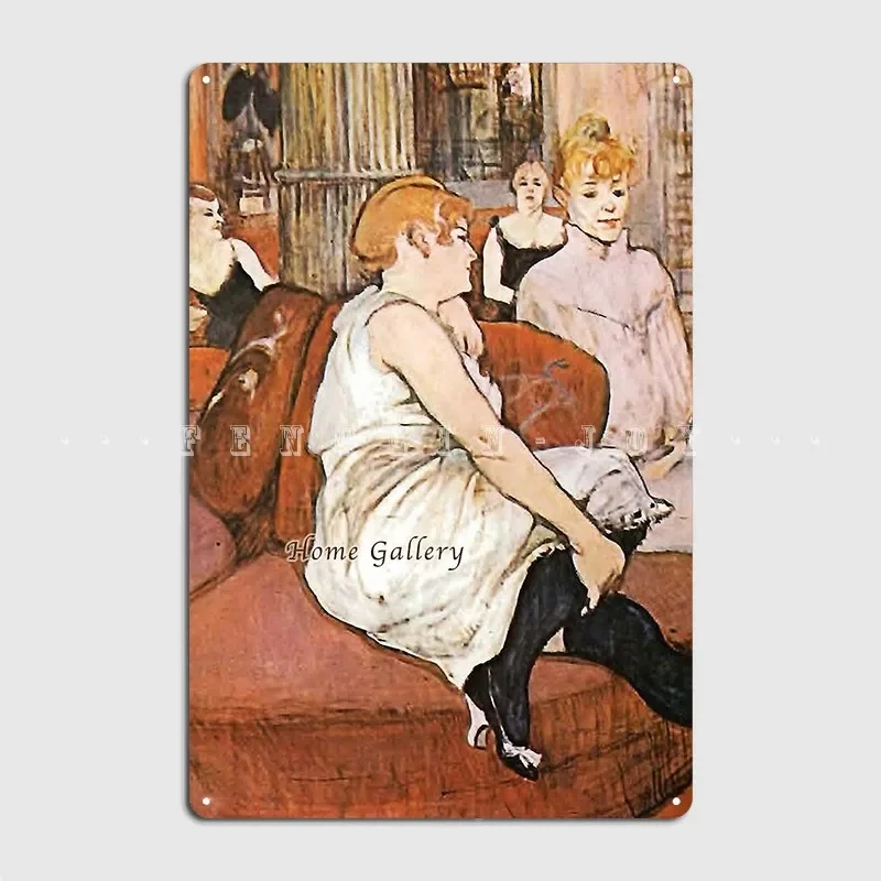 Salon At The Rue Des Moulins. De Toulouse-Lautrec Metal Sign Cinema Living Room Mural Printing Painting Décor Tin Sign Poster