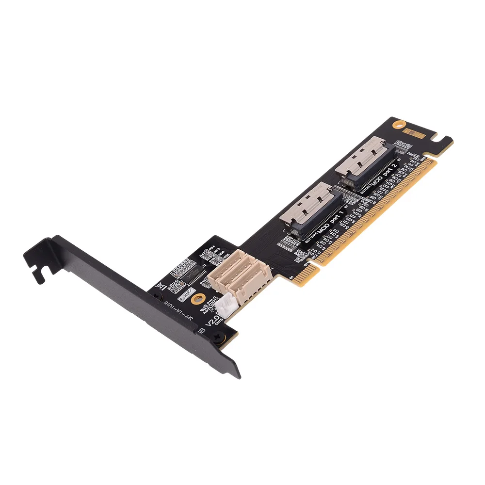 ADT-Link PCIe 4.0 x16 MCIO Graphics Card Split Cable Support One-to-Two x8 GEN4 Dual (Split into x8x8) Bifurcation Adapter Card