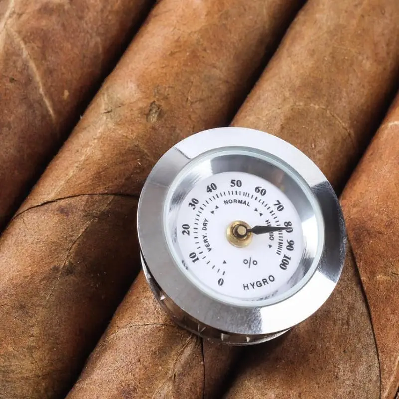 Hot 1Pcs Cigar Tobacco Humidity Gauge Tool & Glass Lens 28mm Hygrometer Moisture Meter For Humidors Humidity Sensitive Gauge