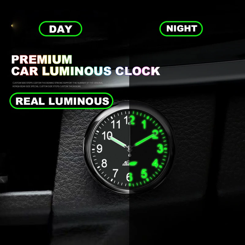 Car Luminous Clocks Automobiles Internal Stick-On Mini Digital Watch Mechanics Quartz Clocks Auto Ornament Car Accessorie