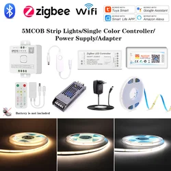 12V 24V Jednokolorowy kontroler Zigbee WiFi Sterowanie Bluetooth Kontroler świateł LED do taśm LED 5M COB 3000K 4000K 6000K