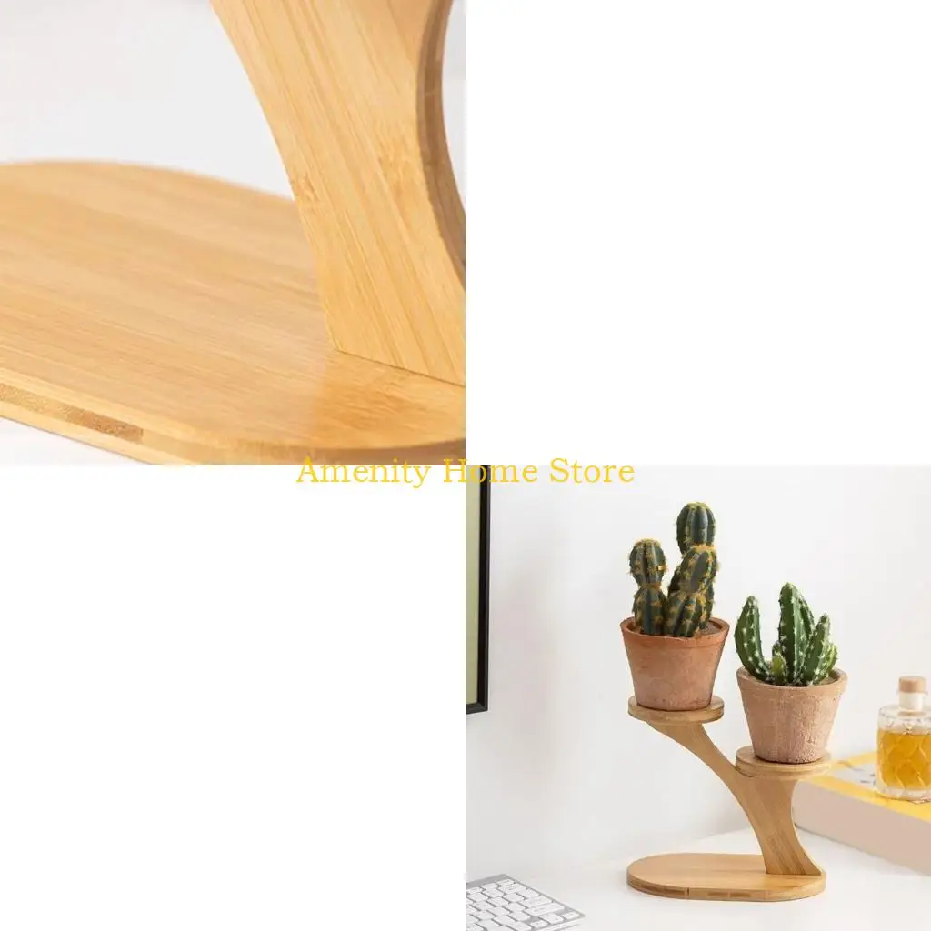 F26C Vertical Bamboos Shelf Unit For Holding Small Flower Pots On Tabletop