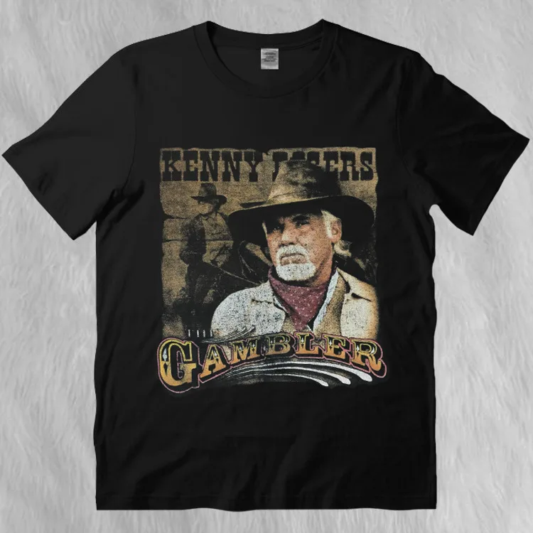 Vintage Kenny Rogers Gambler Tour Black Full Size Tee Shirt