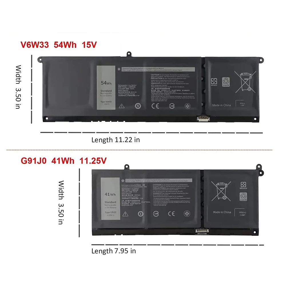 V6W33 G91J0 Laptop Battery For Dell Inspiron 5510 5515 5310 5415 5418 3510 3511 3515 5410 2-in-1 7415 2-in-1 Latitude 3320 3520
