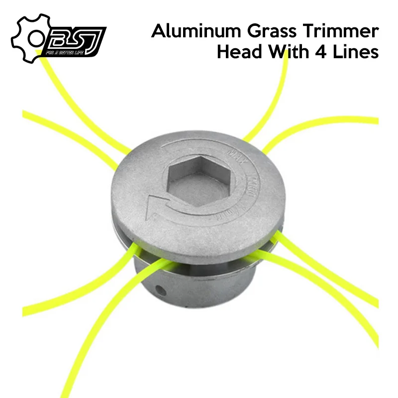 

Универсальная алюминиевая головка для стрижки травы с 4 линиями, головка для резки щеток, нейлоновая режущая головка для газонокосилки, серебро