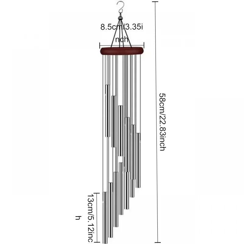 Metal Clear Sound Windchime 12-Tube Multi-Tube Outdoor Wind Chime for Garden, Balcony, Courtyard Decoration