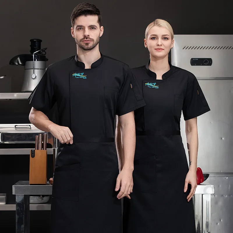 Hotel restaurante cozinha trabalho uniforme manga curta chef jaqueta padaria pastelaria chef verão branco casaco de cozinha