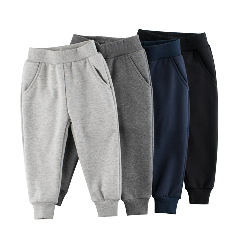 OVTRB Boys Fleece Long Pants Toddler Solid Color Cotton Casual Sports Jogger Pants Kids Stretchy Waistband Active Sweatpants