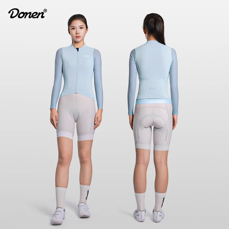 

DONEN Women's Cycling Jersey Spring Autumn Breathable Apparel Long-Sleeved Top Slim Fit Road Cycling Casual Cycling Gear
