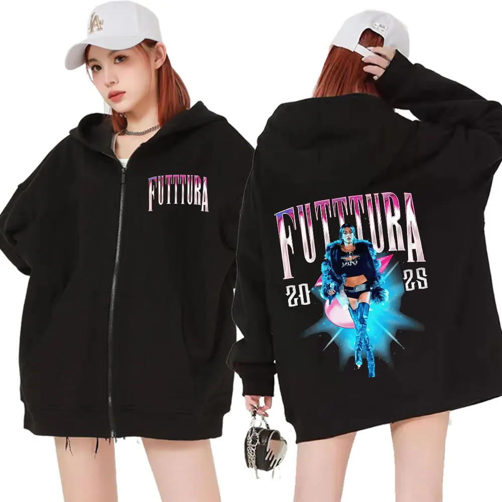 

TINI STOESSEL La Triple T Futtura Logo Merch Толстовки Мужчины Женщины Негабаритные свободные пальто на молнии Кофты Модные пуловеры на молнии