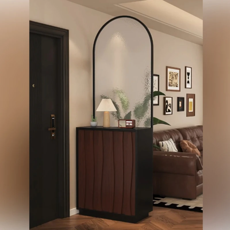 

LTT solid wood glass shoe cabinet integrated home front door living room screen partition cabinet
