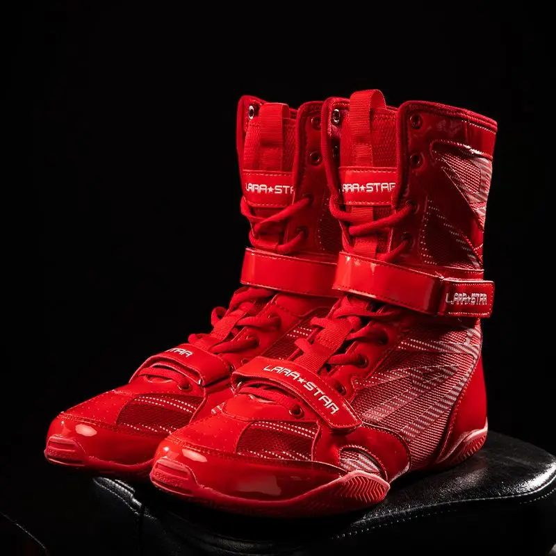 Boxing shoes Professional wrestling training shoes male high top fight fighting free combat power lifting female