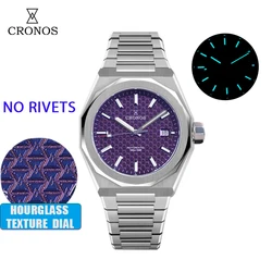 Cronos Luxury Men Watch 39mm Skyline Automatic PT5000 SW200 Wristwatches Sapphire Leather Strap 10ATM See-through Back L6028M