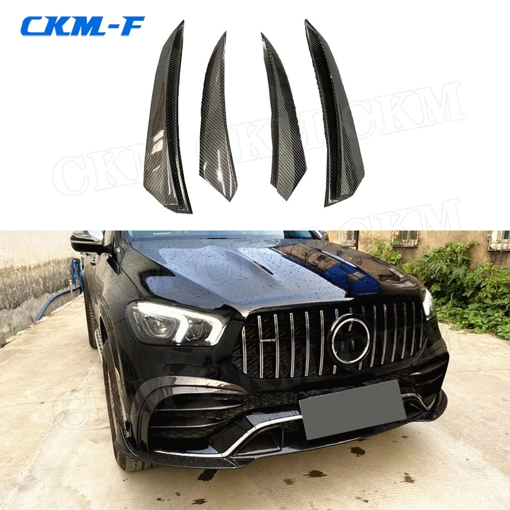 Dry Carbon Fiber Front FogLamp Grid Bumper Splitters for Mercedes Benz GLE Class W167 GLE53 AMG SUV 2020 UP Auto Styling