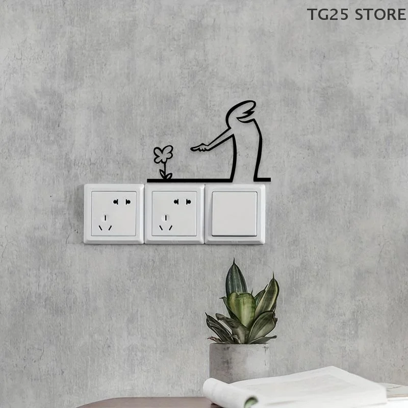 Line Figure Modern Metal Poster For Living Room Bedroom Switch Sticker Easy Hang Installation