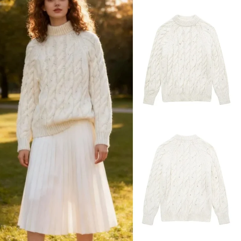 

Elegant Unique Glossy 8-Strand Knitted Sweater Fall/Winter New Fashionable 2025 Sweater