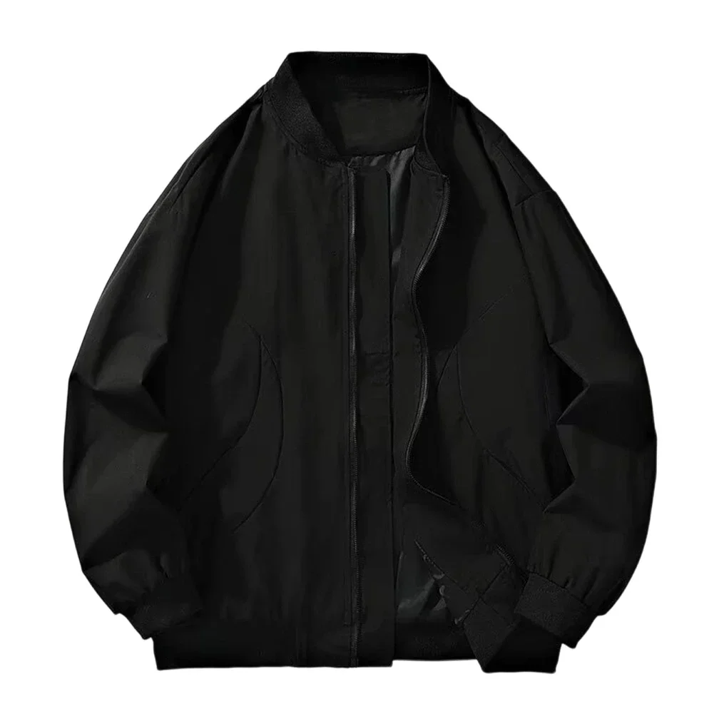 

Men Loose Casual Jacket For American Style Workwear Zipper Baseball Uniform Outerwear Suitable For Outdoor Use